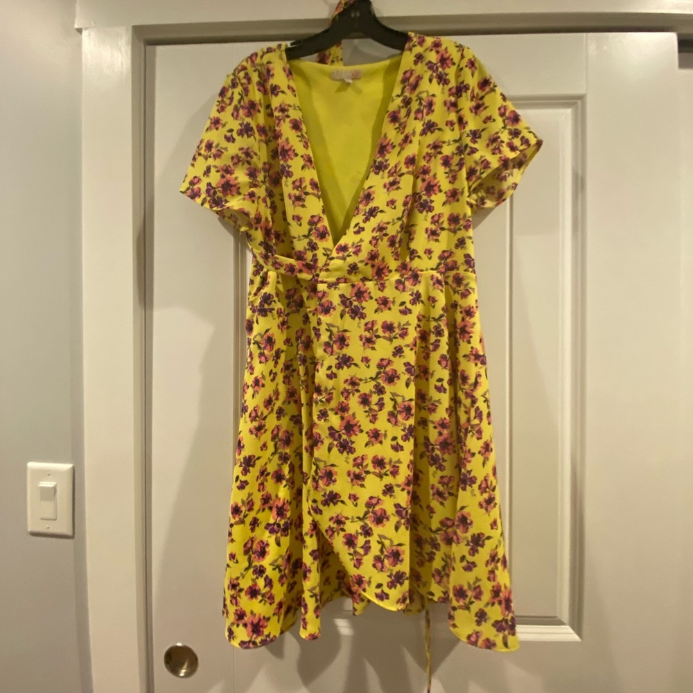 Yellow floral wrap dress from Giani bini